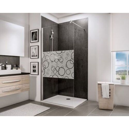 Paroi de douche ? l'italienne  100 x 190 cm  Schulte NewStyle  Walk In  verre transparent anticalcaire  Cercles