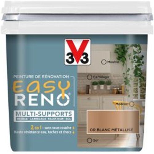 Peinture de r?novation multi-supports V33 Easy Reno or blanc m?tallis? 0 75L