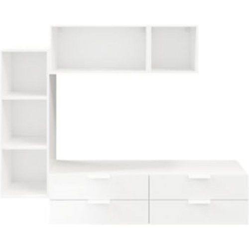 Meuble Tv 4 Tiroirs Blanc Goodhome Atomia L. 225 X P. 37 Cm