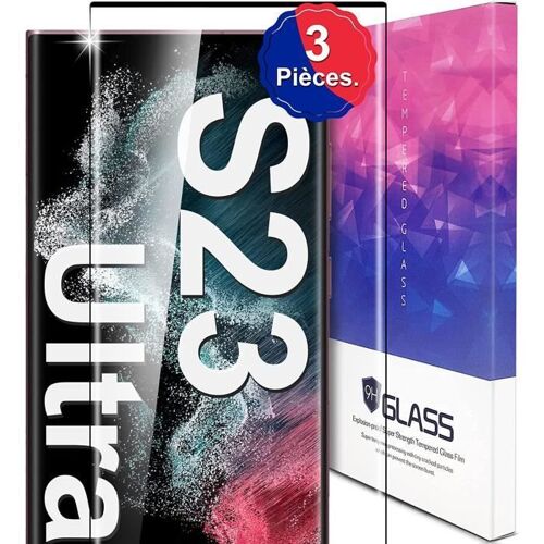 Verres Trempés X3 Pour Samsung Galaxy S23 Ultra 5g Protection Antichoc Transparent