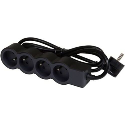 Multiprise 4 prises 2 p?les+terre Legrand noir et gris 3 m