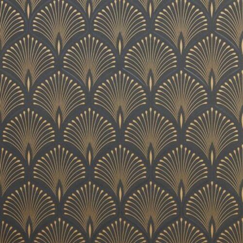 Papier peint vinyl sur intiss? echium noir et or