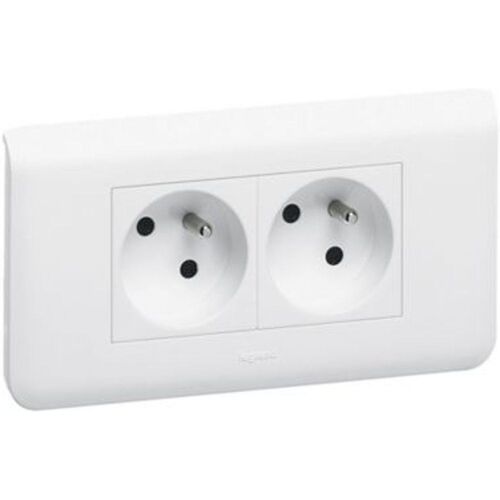 Prise 2 p?les + terre Legrand Mosa?c blanc  lot de 2