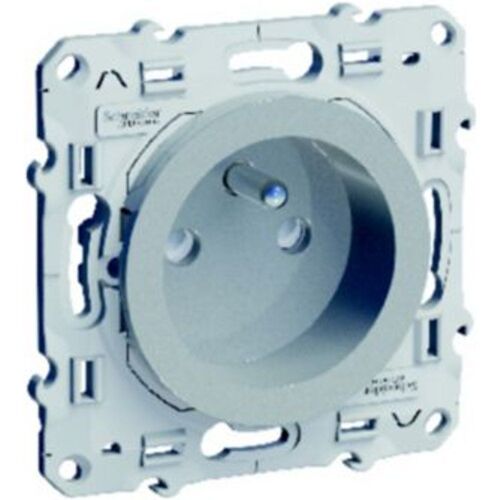 Prise 2 p?les Schneider electric Odace Aluminium