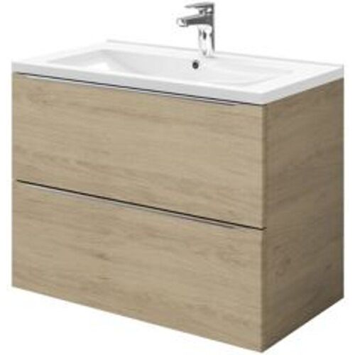 Meuble Sous Vasque ? Suspendre Goodhome Imandra Bois 80 Cm + Plan Vasque Nira