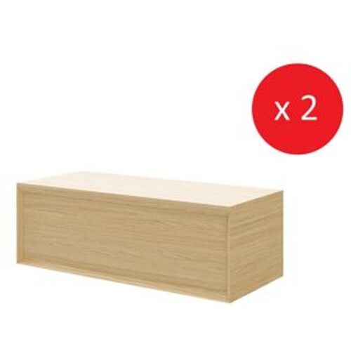 Lot De 2 Meubles Sous Vasque ? Suspendre Goodhome Avela Placage Ch?Ne 100 Cm + Lot De 2 Plans De Toilette Avela