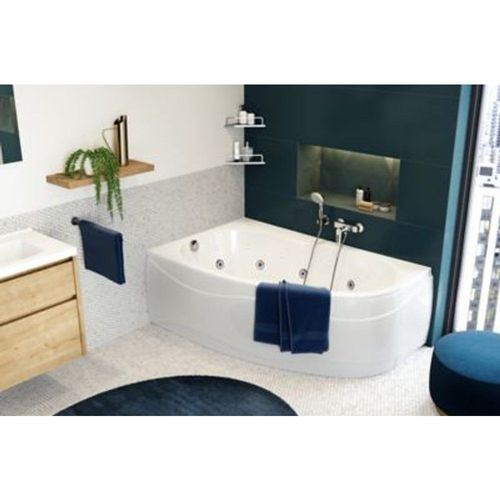Baignoire baln?o asym?trique angle droit 160 x 100 cm Allibert Intensea Elba Duo + tablier