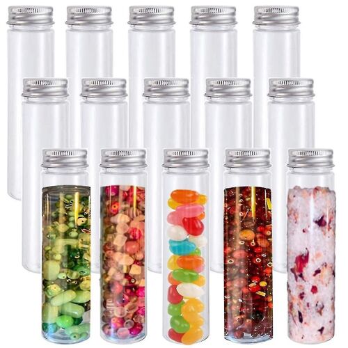 15pcs 110ml Tube À Essai En Plastique, Tubes À Essai Plats Transparents, Tubes À Essai En Plastique Avec Bouchons À Vis Pour Bonbons, Être Szkyd