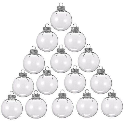 15 Pcs Rond Boules de Noël claires Boules d'arbre de Noël remplissables en plastique