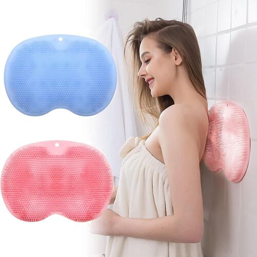 2 Pack Douche Dos & Laveur De Pieds, Laveur De Dos Mural Silicone Bain Massage Coussin Brosse Avec Ventouses