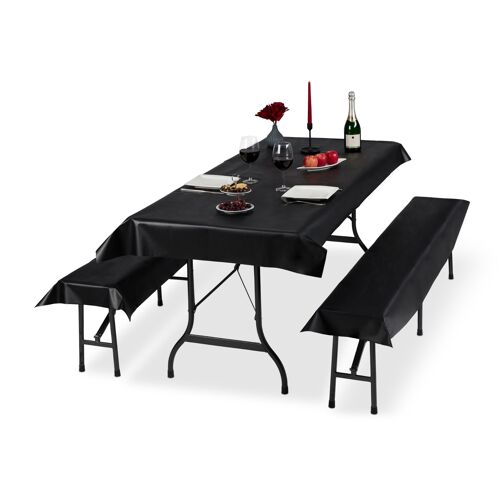 Relaxdays Ensemble Pour Tente À Bière 3 Éléments Nappe Table À Bière Housses Banc Tente