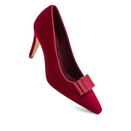 Manolo Blahnik Escarpins En Velours À Détail De Noeud - Rouge