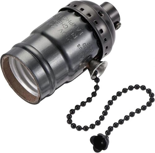 E26 / e27 Douille de lampe, 1 / 8ip Thread Vis Ul Ampoule suspendue avec interrupteur de chaîne de traction, paquet noir de 2