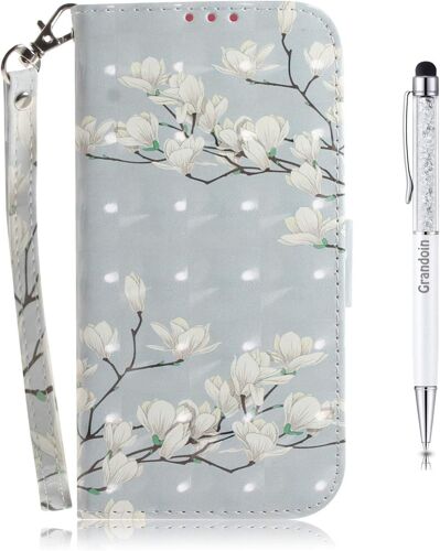 Coque?Pour Iphone 11 Pro Max (6,5 Pouces),[Peinture?3d]?Pu?Etui?Housse?En?Cuir?Portefeuille?De?Protection?Avec?[Emplacements?Cartes]?[Fonction?Support]?[Fermeture?Magntique]?(Magnolia)