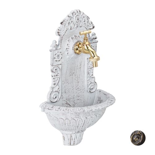 Relaxdays Fontaine Mural Evier De Jardin Extérieur De Mur Style Antique Fonte D'aluminium