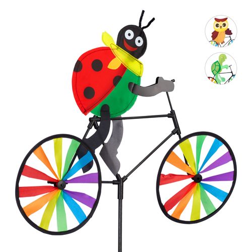 Relaxdays Moulin À Vent Animal Carillon À Vent À Planter Vélo Jouet Enfant Jardin Balcon
