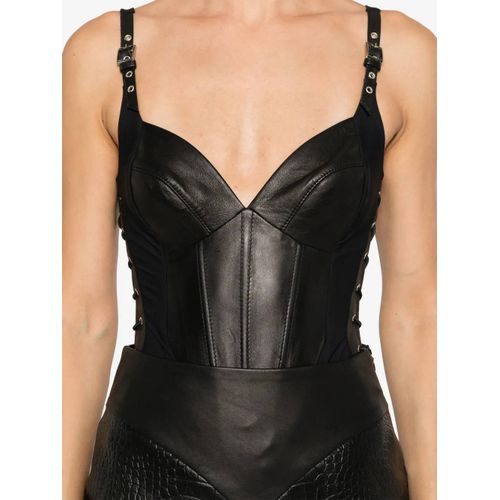 Mitiliane Couture Body À Bords En Cuir - Noir