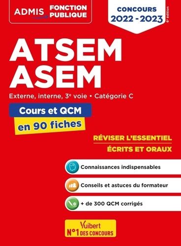 Atsem/Asem Externe, Interne, 3e Voie Catégorie C - Cours Et Qcm En 90 Fiches