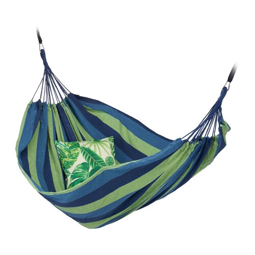 Relaxdays Hamac 300kg 2 Personnes Jardin Extérieur Suspendu Intérieur Coton Transportable