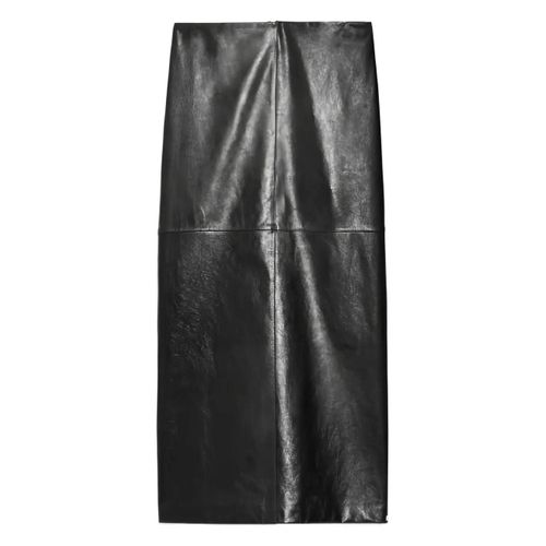 Max Mara Jupe En Cuir À Taille Haute - Noir