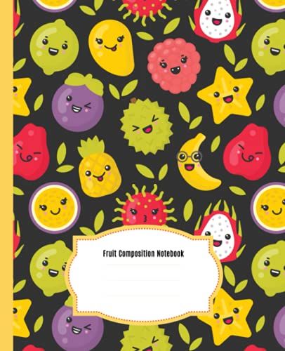 Smiling Fruits Composition Notebook: Beautiful Wide Blank Lined Workbook For Kids Girls Boys Students Teens Home School And College