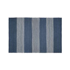 Tapis En Jute Tissé À La Main Kochi - 200 X 290 Cm - Bleu Marine Et Blanc