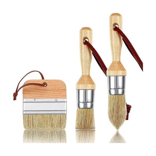 3 pinceaux de peinture à la craie et à la cire pinceau ovale pour peinture acrylique pinceaux à pochoir en poils pour le bois F