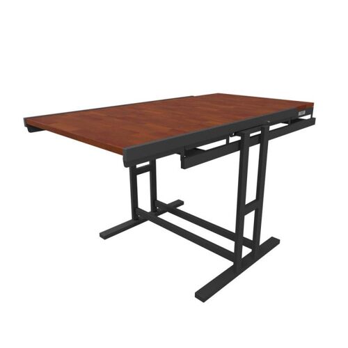 Table modulable en Bois (L120 x l78 x H77,5 cm) convertible en Etagère - style industriel - Couleur Chêne naturel - Marron