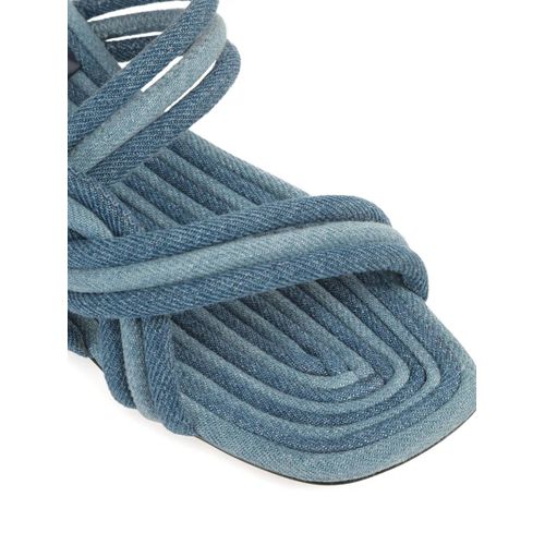 Sergio Rossi Sandales En Jean À Design Tressé - Bleu