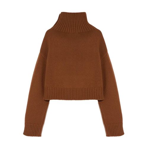 Yves Salomon Pull Crop En Maille - Marron
