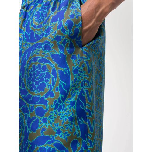 Versace Short En Soie À Imprimé Abstrait - Bleu