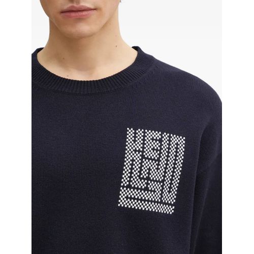 Kenzo Pull Kamon À Logo Intarsia - Bleu