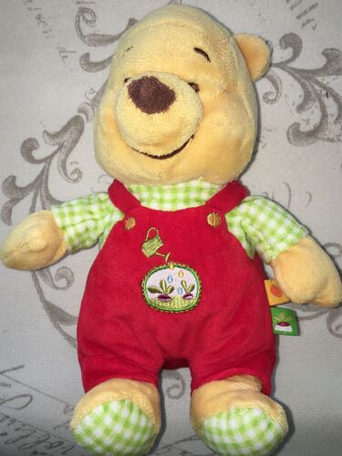 Doudou Ours Winnie Disney Nicotoy Rouge Ecusson Radis  Arrosoir 24cm The Pooh 