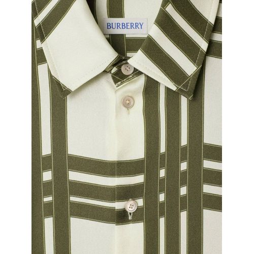 Burberry Robe En Soie À Carreaux - Blanc