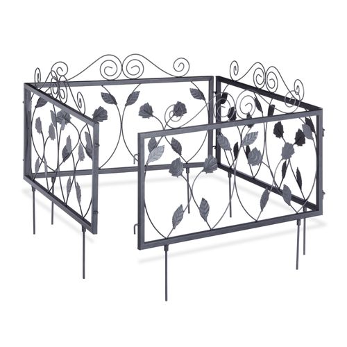 Relaxdays Clôture Décorative De Jardin En Métal Lot De 4 Panneaux Extérieurs