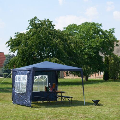 Relaxdays Tonnelle Pergola 3x3 M , 2 Côtés Métal Pe Tente De Jardin