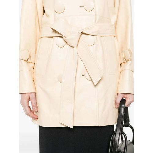 The Attico Manteau En Cuir À Boutonnière Croisée - Tons Neutres