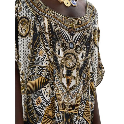 Camilla Robe-Caftan À Imprimé Temples Of Dendara - Tons Neutres