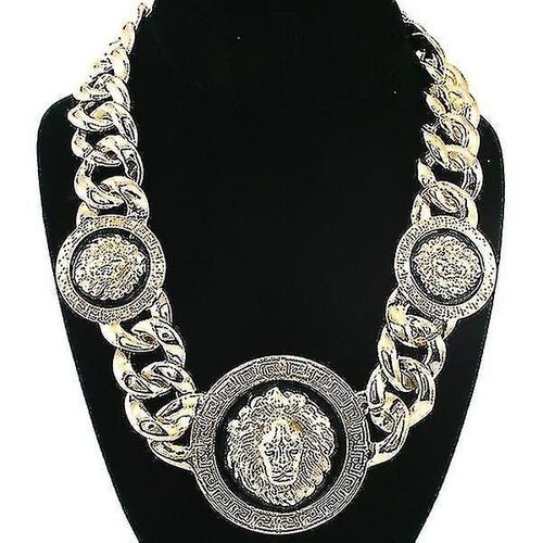 Or Lion Tête De Chaîne D'or Tête De Coffre Collier Pendentif Lion Choker Bijoux Wanke