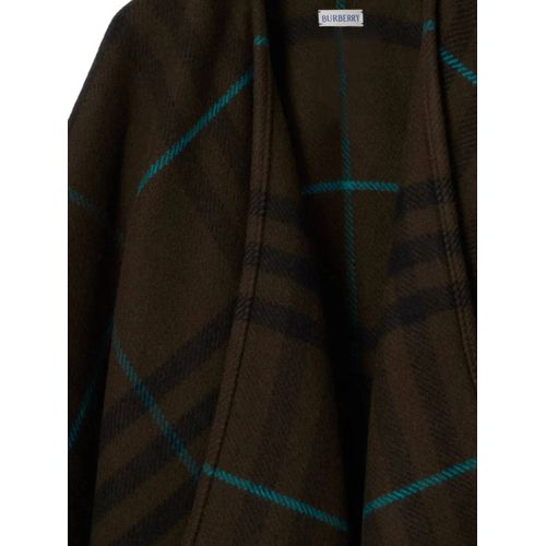 Burberry Cape Frangée À Carreaux - Marron