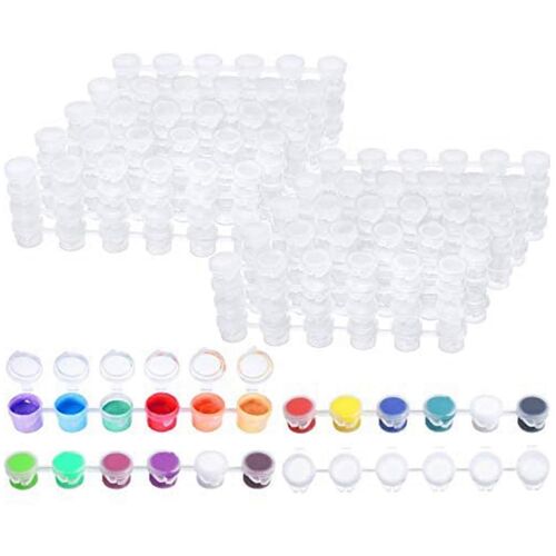 80 Bandes 480 Pots Vides Bandes De Peinture Pots De Peinture Mini Pots De Peinture Conteneurs De Stockage Transparents Pour P