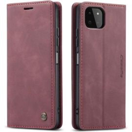 Coque Compatible Avec Samsung Galaxy A22 (5g),Anti-Choc Housse En Cuir Premium Flip Case Portefeuille Etui,Vin Rouge