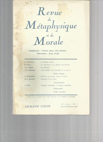 Le Roman Miroir- Adam Muller De L'antithèse À La Guerre - Chestov Ou La Lutte Contre La Raison - Nietzsche Et La Vérité - La Conscience Et  La Théorie Des Théories