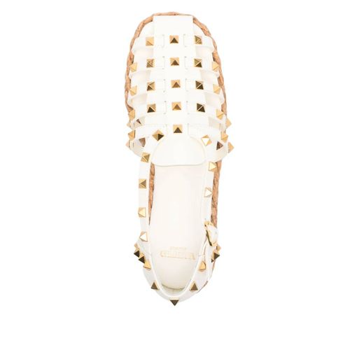 Valentino Garavani Espadrilles Compensées À Ornements Rockstud - Blanc - 38