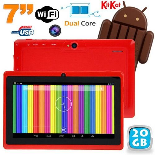 Tablette Tactile Android 4.4 Kitkat 7 Pouces Dual Core 20Go Dual Cam Flash Rouge - YONIS