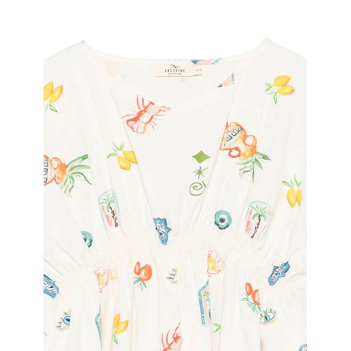 Andorine Robe-Caftan À Imprimé Méditerranéen - Blanc