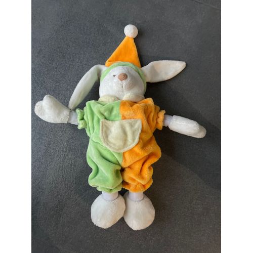 Doudou Peluche Lapin Lascar Orange Vert 