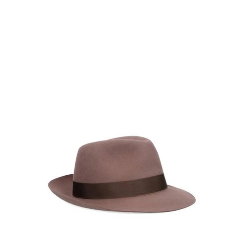 Borsalino Ribbon-Detailed Felt Hat - Marron