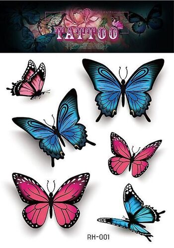 10pcs Papillon Tatouages Enfants Femmes 3d Tatouages, Couleur Body Art Tatouages Temporaires, Papillon Cadeaux De Fête 