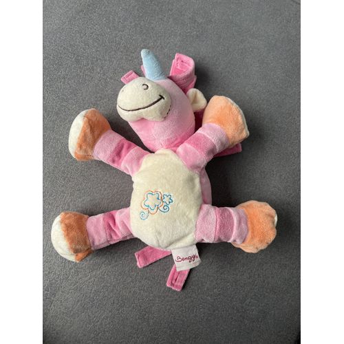 Doudou Peluche Âne Licorne Rose Bengy 